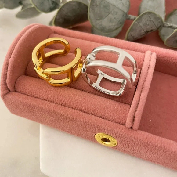 925 Sterling Silver Chunky Statement Ring Buckle Ring Large Thick Bold Ring - Picture 4 of 8